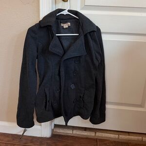 Kids’ Gray Double-Breasted Hooded Jacket